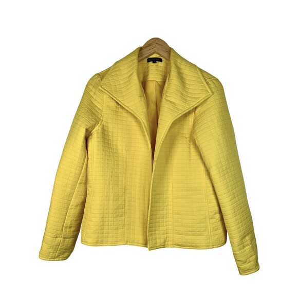 For Cynthia Yellow Quilted Open Front Blazer Jacket Women’s Size Large - Picture 1 of 8